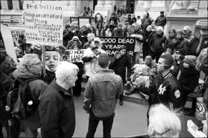 IVAW member speaking to assembled demonstrators.